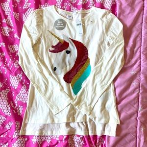 Gap Kids Girls Long Sleeve Unicorn Shirt